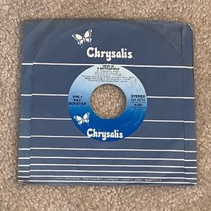 Vintage Pat Benatar 7” Vinyl Record, Love is a Battlefield, 1983